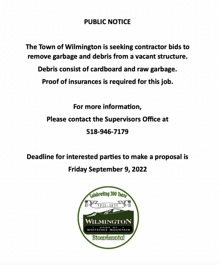 PUBLIC NOTICE Town of Wilmington, New York